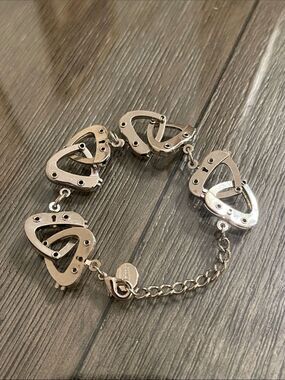 Claire’s Heart Shaoed Handcuff Link Bracelet Silver-tone , Adjustable